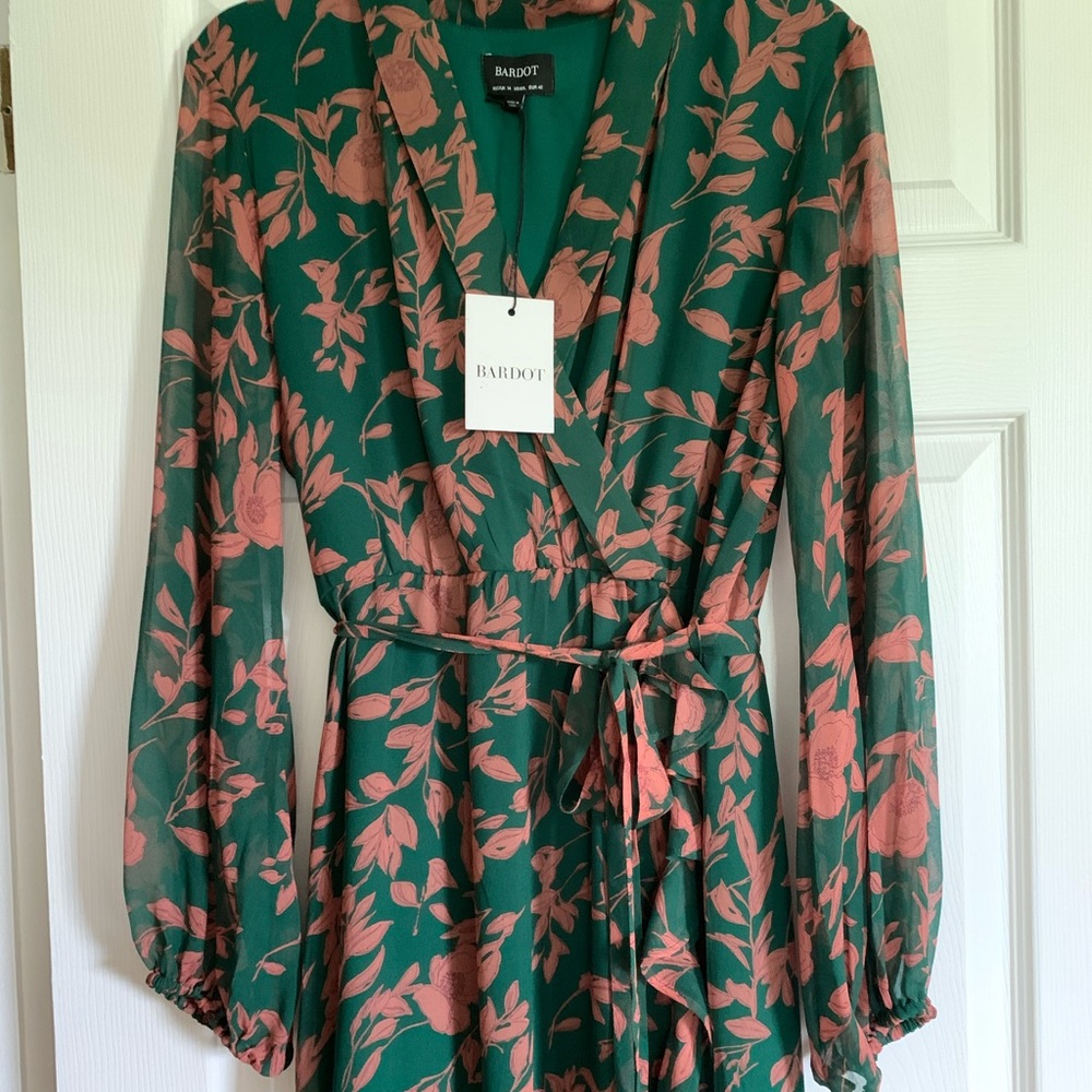NWT Bardot Green & Pink Midi Dress
